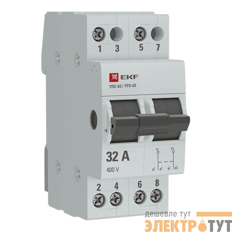Переключатель трехпозиционный ТПС-63 2P 32А PROxima EKF TPS232