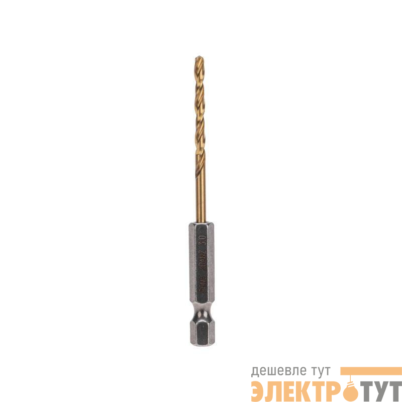 Сверло по металлу 3мм Р6М5 ТИТАН шестигранный хвостовик DIN 338 Kranz KR-91-5502