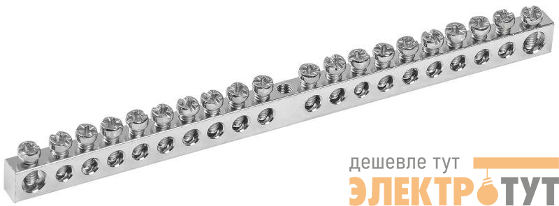 Шина PEN "земля-ноль" 6х9мм 20/1 Ni (20групп/крепеж по центру) IEK YNN10-20-100-N