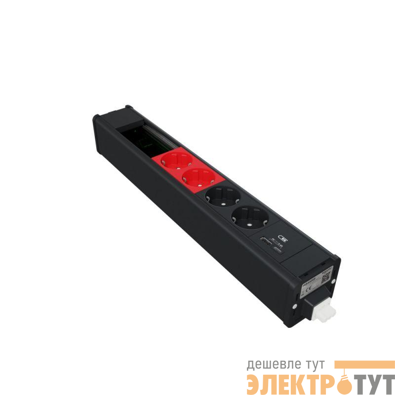 Блок US+ 2хРозетка бел. + 2хРозетка красн. + 2хUSB A/C + место (45х90) под VDI антрацит SchE INS44269