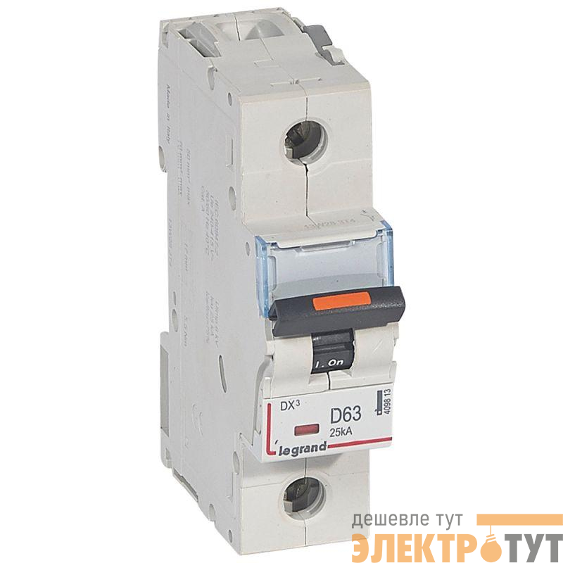 Выключатель автоматический модульный 1п D 63А 25кА DX3 1.5мод. 230/400В Leg 409813