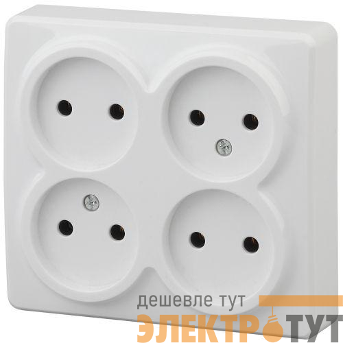 Розетка 4-м ОП Эра Эксперт 11-2210-01 16А IP20 250В 4х2P бел. Эра Б0020706