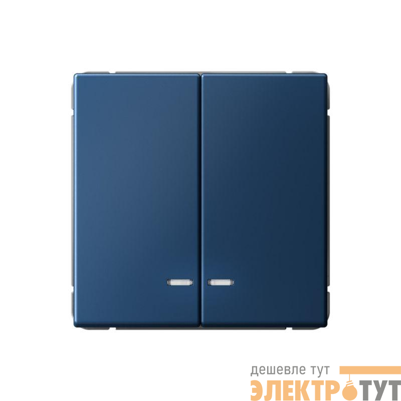 Выключатель 2-кл. ArtGallery (сх. 5а) 10AX с подсветкой быстрозажим. клем. механизм аквамарин SE GAL001153S