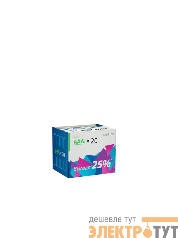 Элемент питания алкалиновый AAA/LR03 (уп.20шт) КОСМОС KOCLR0320BOX