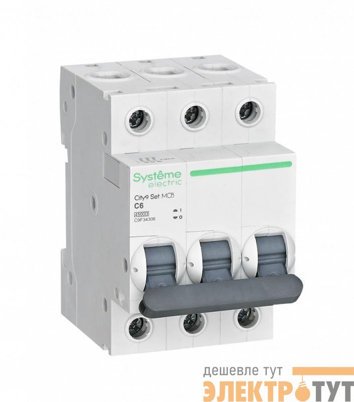 Выключатель автоматический модульный 3п C 6А 4.5кА City9 Set 400В SE C9F34306