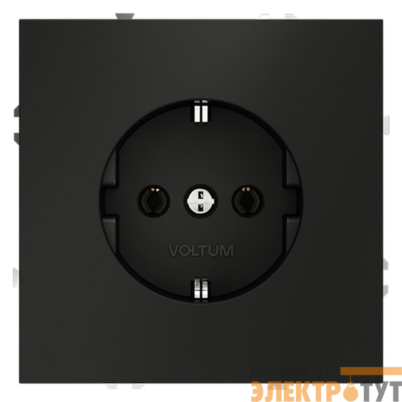 Розетка 1-м СП S70 16А с заземл. механизм черн. матов. Voltum VLS040108