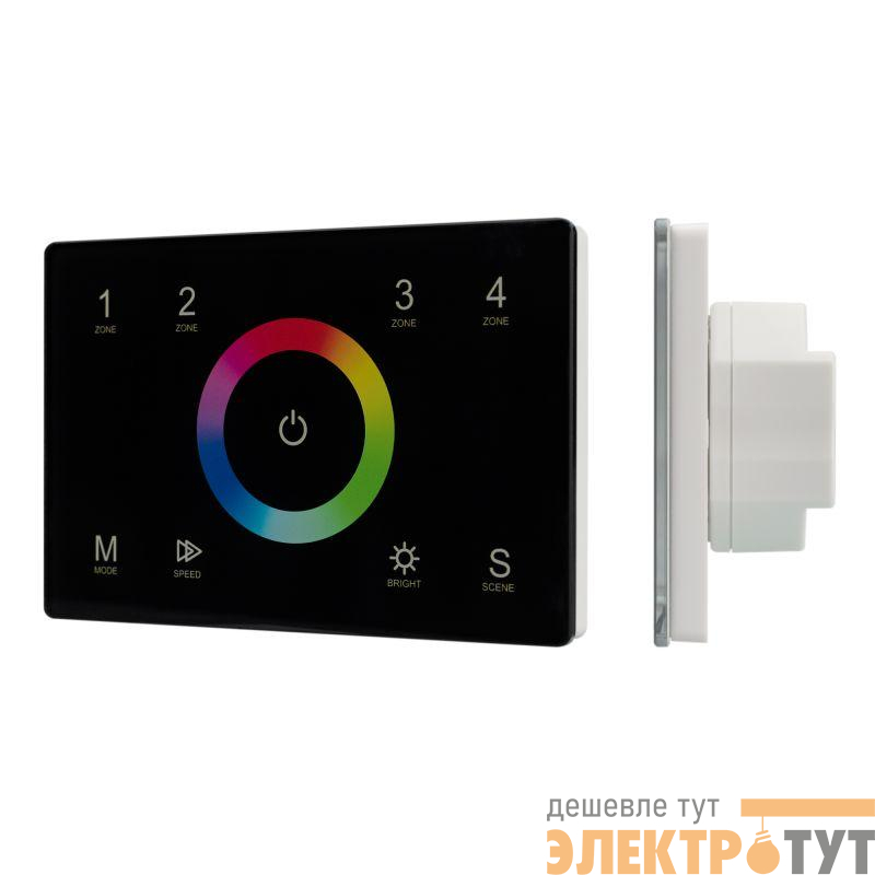 Панель Sens SMART-P83-RGB Black (230В 4 зоны 2.4G) (IP20 пластик) Arlight 028403