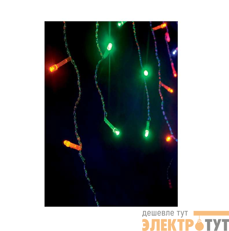 Гирлянда "Световая бахрома" 100LED 2х0.5м 8 режимов мигания IP20 мультиколор провод прозр. 1.5м Космос KOC_CUR100_RGB