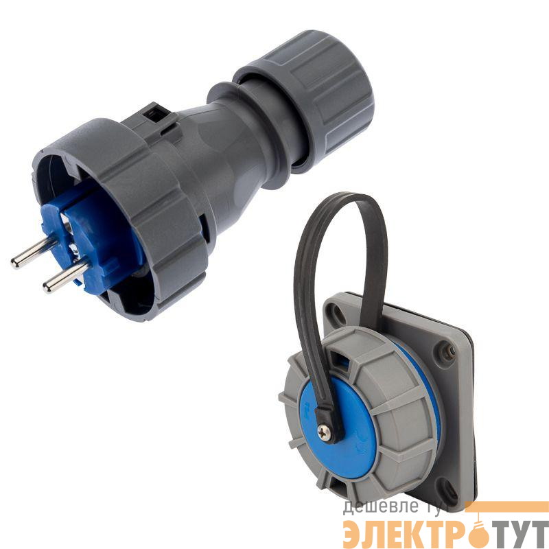 Набор розетка настенная фланцевая + вилка 16А IP68 Rexant 111-013-124