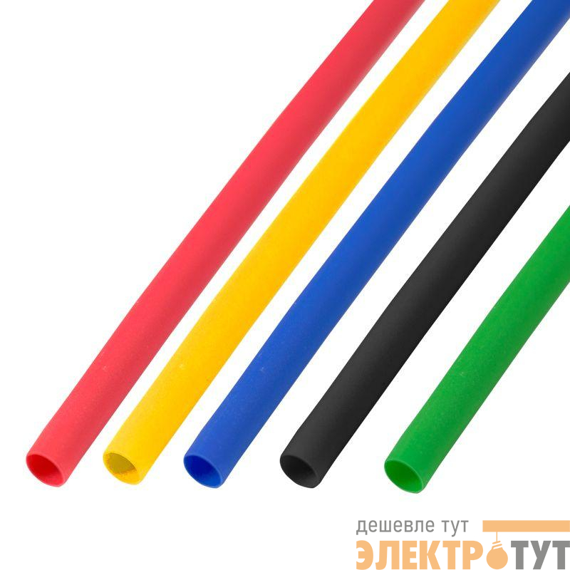 Набор трубок термоусадочных ТУТ нг 6.0/3.0 5 цветов 1м (уп.50шт) Rexant 29-0156