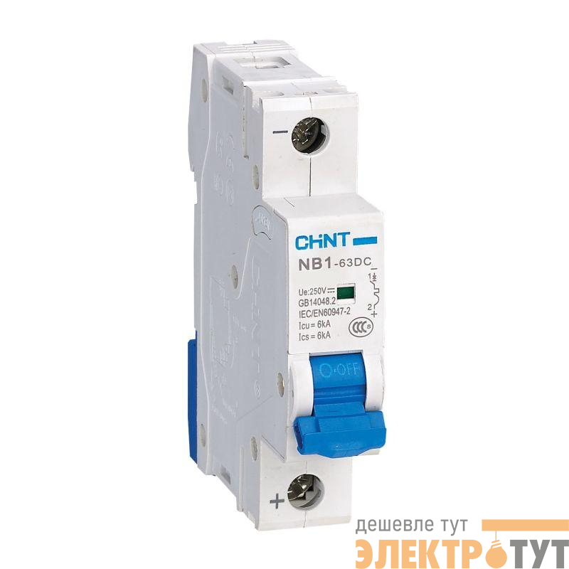 Выключатель автоматический модульный 1п C 6А 6кА NB1-63DC 250В DC (R) CHINT 182703