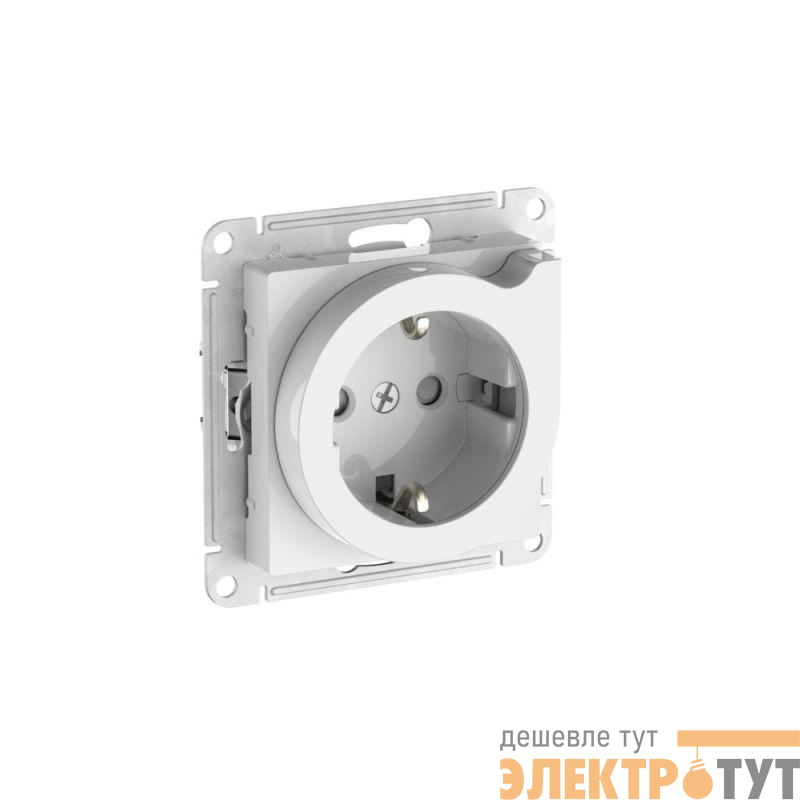 Розетка AtlasDesign 16А с заземл. защ. шторки с выталк. быстрозажим. клем. механизм бел. SE ATN000147S