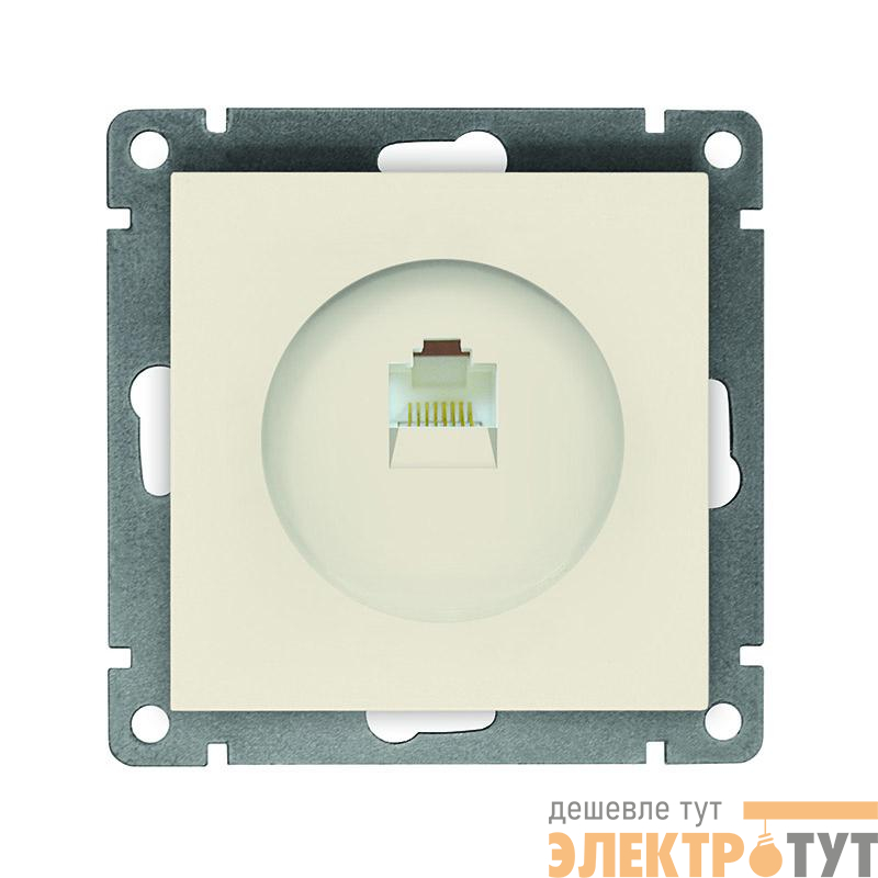 Розетка компьютерная 1-м СП Афина RJ45 кат.5E механизм сл. кость (ivory) Universal A0051-I