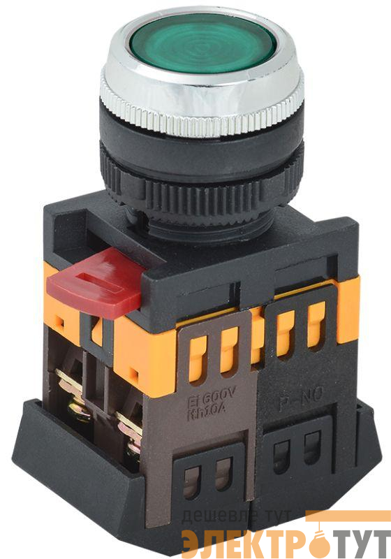 Кнопка ABLFS-22 d22мм 1з+1р 240В неон зел. IEK BBT30-ABLFS-K06