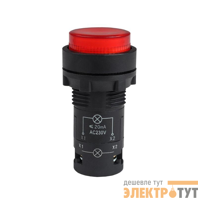 Кнопка с подсветкой OptiSignal Compact D22 С7-PL-M410 красн. 1НО 230В AC XB7NW34M1 КЭАЗ 362101