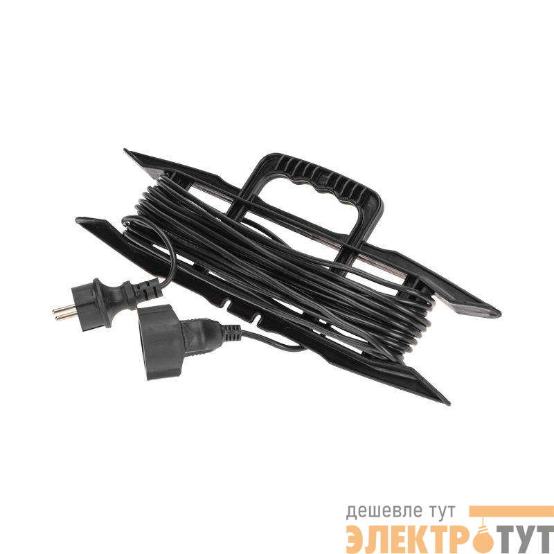 Удлинитель-шнур на рамке 1х10м с заземл. 6А 1.3кВт IP20 ПВС 3х0.75 черн. PROconnect 13-4913