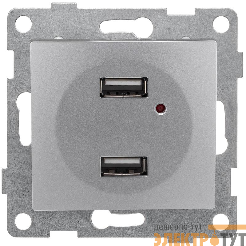 Розетка USB 2-м СП Bravo механизм серебр. GUSI С10USB2-004