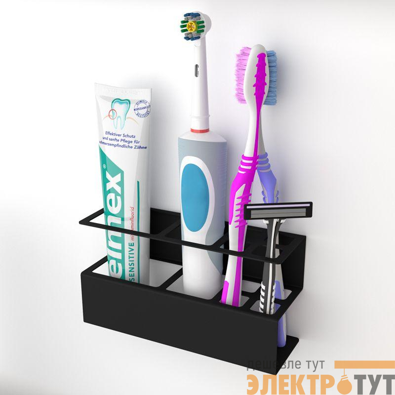 Держатель для хранения зубных щеток и аксессуаров для ванны черн. Rexant 38-0703
