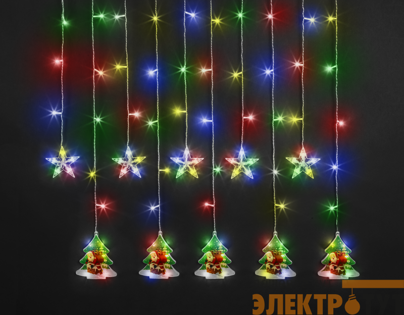 Гирлянда светодиодная "Бахрома" "Звезды и елки" 95 029 NGF-D037-06 3х0.6м RGBY IP20 Navigator 95029