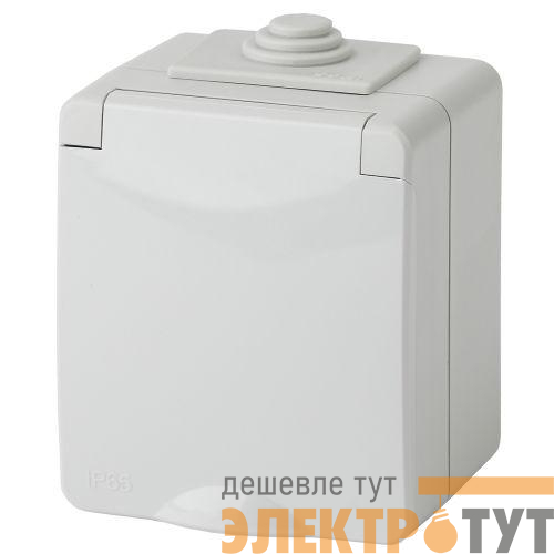 Розетка 1-м ОП Эра Эксперт 11-2602-03 16А IP65 250В 2P+E защ. шторки сер. Эра Б0035990