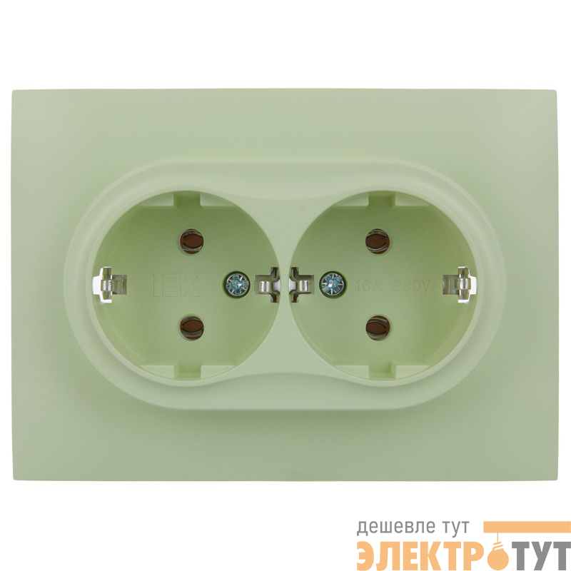 Розетка 2-м SKANDY 16А с заземл. без защ. шторок в сборе SK-R08G мятный IEK SK-R21-16-K06-F
