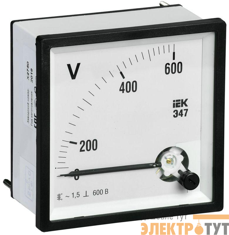 Вольтметр Э47 72х72мм 600В кл. точн. 1.5 IEK IPV10-6-0600-E