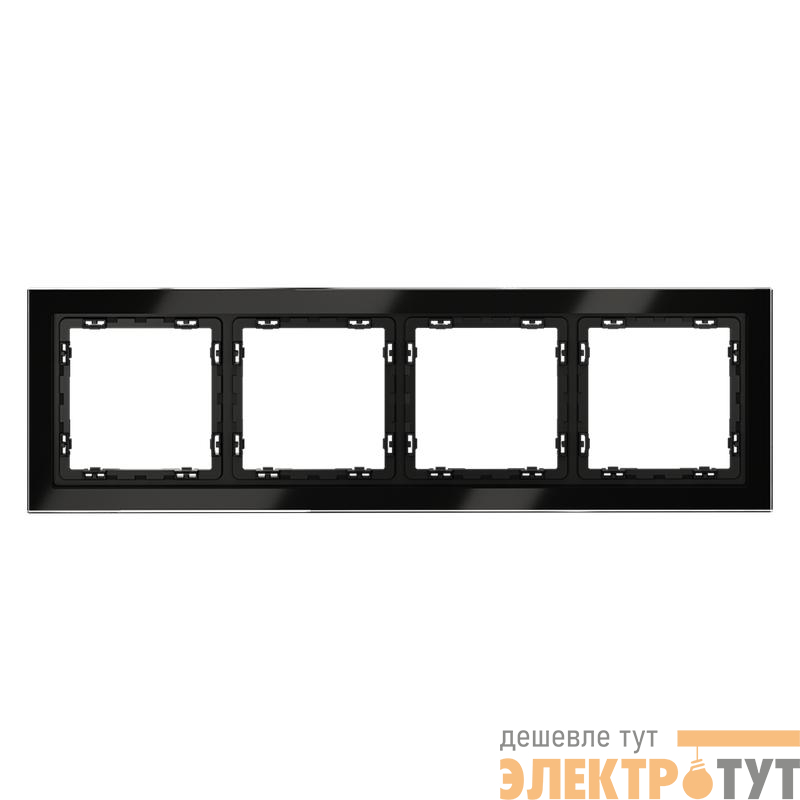 Рамка 4-м S70 стеклян. черн. Voltum VLS110408