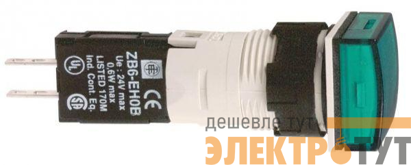Лампа сигнальная 16мм 12-24В квадрат. с подсветкой зел. SchE XB6CV3BB