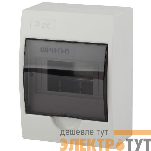 Бокс навесной ЩРН-П-6 6мод. IP41 пластик SIMPLE NO-box_simple-plastic_6_surface BOXS06 Эра Б0041522