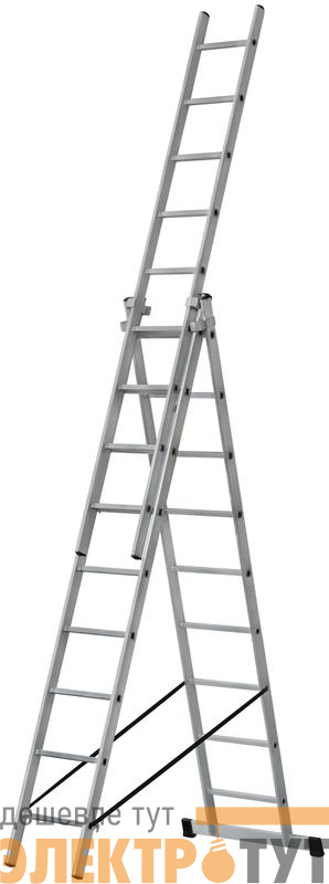 Лестница трехсекционная 3х9 H=257/426/591см 11.18кг алюм. FIT 65434