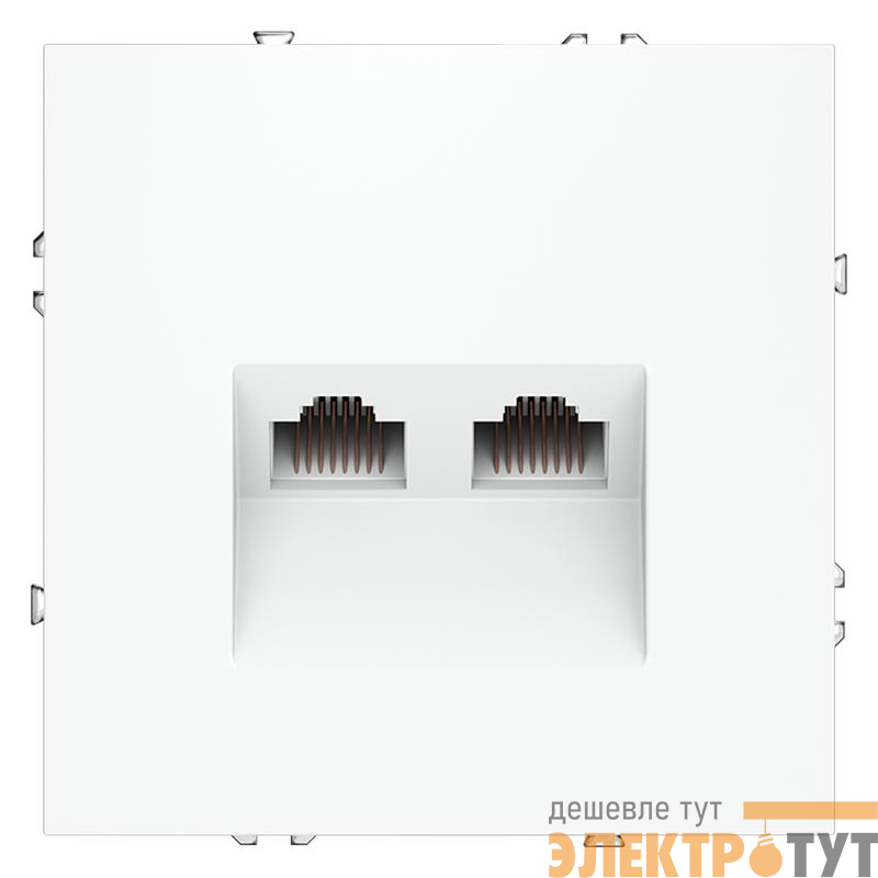 Розетка компьютерная 2-м СП S70 RJ45 + RJ45 кат.6 механизм бел. матов. Voltum VLS060202