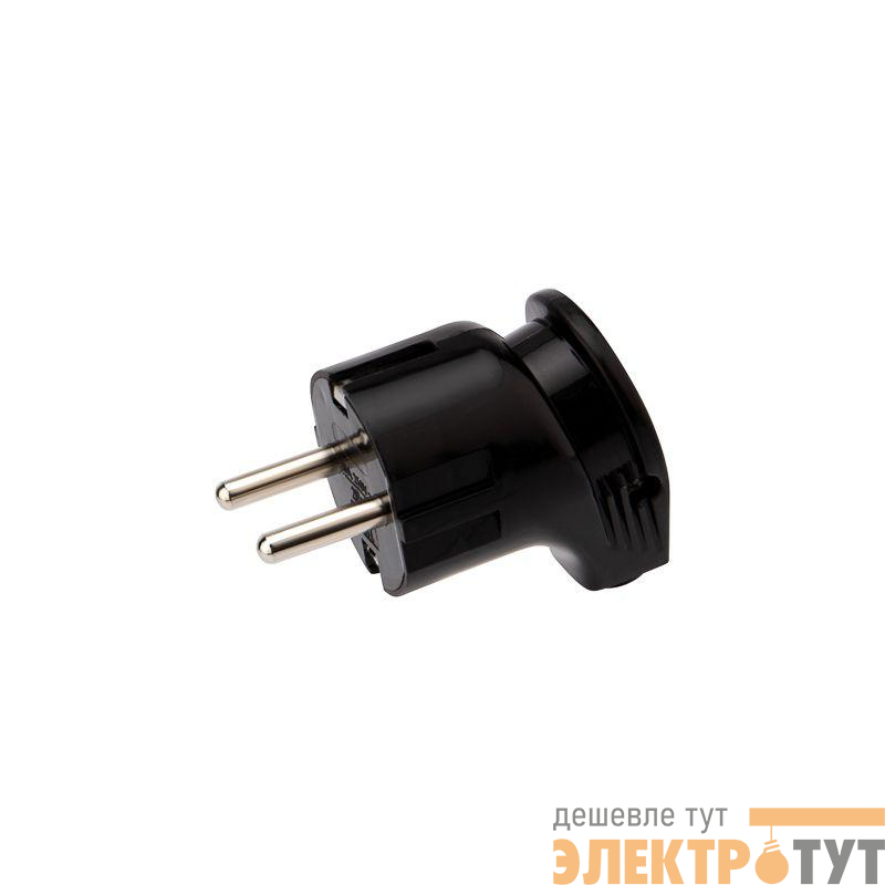 Вилка Евро угловая 16А с заземл. черн. Rexant 16-0726
