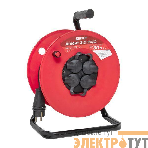 Удлинитель на катушке 4х30м с заземл. 16А IP44 Атлант 2.0 3.5кВт КГ 3х1.5 PROxima EKF UKA02-16-315R-4-30-IP44