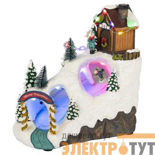 Фигура светодиодная новогодняя EFIS-S06 композиция Лыжня мультиколор 3хАА 22х14х22см Эра Б0060484