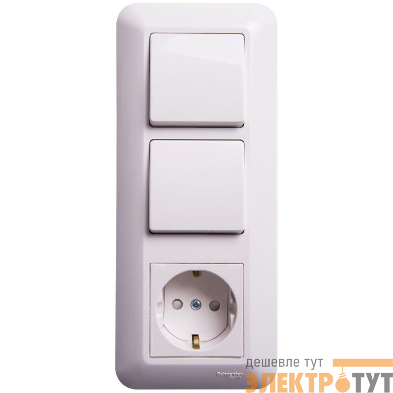 Блок СП Blanca / Прима (розетка с заземл. + 1-кл. + 1-кл. выкл.) (розн. упак.) бел. SE BK2VR-008V-BI