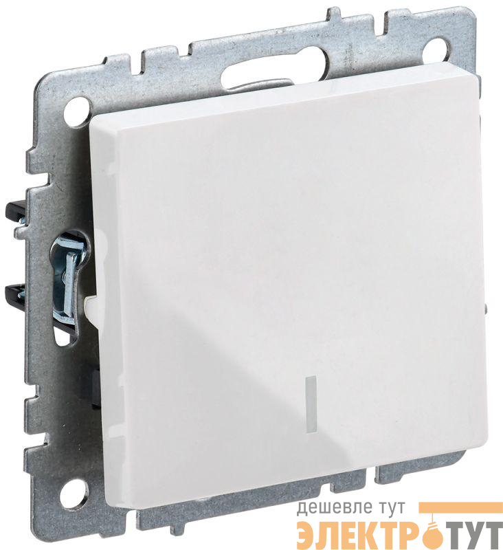 Выключатель 1-кл. СП BRITE ВС10-1-1-БрБ 10А с индик. механизм бел. IEK BR-V10-1-10-K01