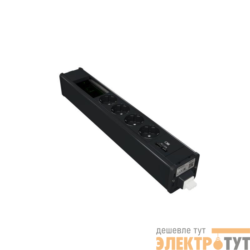 Блок Unica System+ 4хРозетка (2К+З) + 2хUSB A/C + место (45х90) под VDI антрацит SchE INS44257