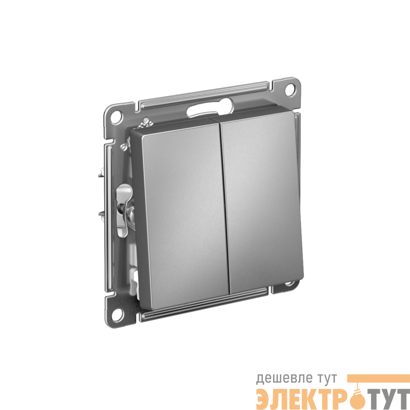 Выключатель 2-кл. AtlasDesign (сх. 5) 10AX быстрозажим. клем. механизм сталь SE ATN000951S