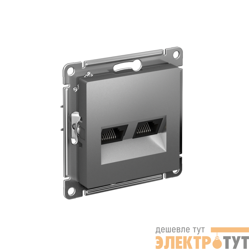 Розетка компьютерная 2-м AtlasDesign RJ45 кат.5E механизм сталь SE ATN000985