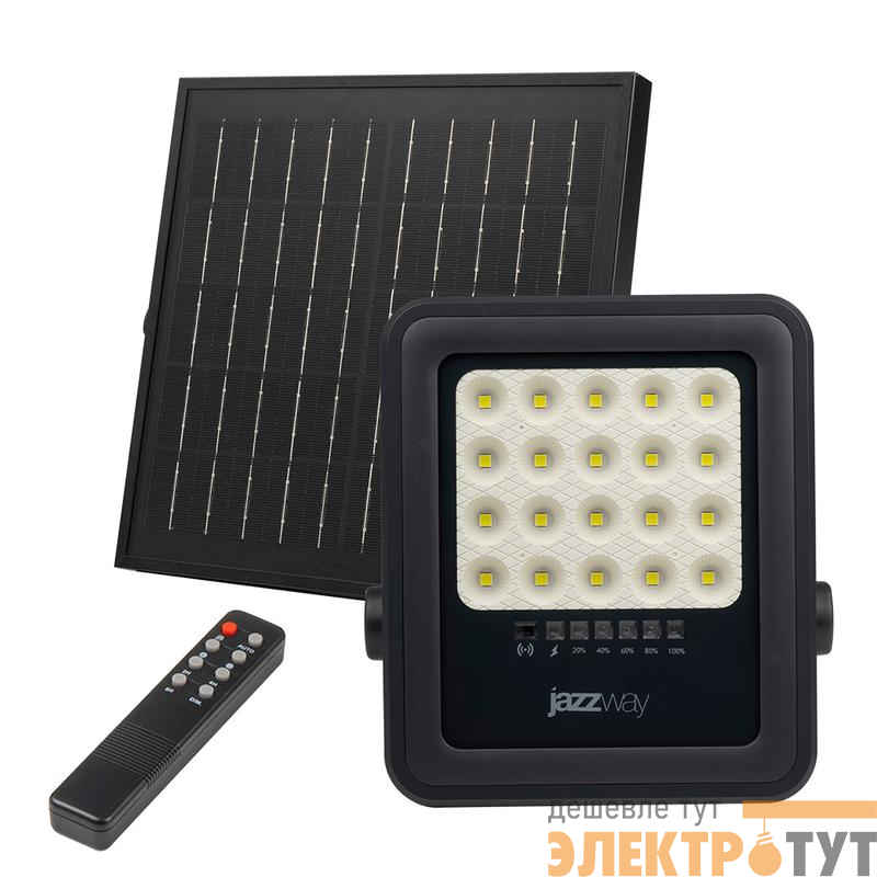 Прожектор светодиодный PFL SOLAR 02 50 6500К IP65 GR ДО с солнечн. панелью и пультом JazzWay 5058460