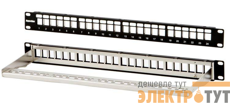 Патч-панель PPBL3-19-24-SH-RM модульная 19дюймов 24 порта Flat Type 1U для экранир. и неэкранир. модулей KJ2(C6A) KJ5; KJE; KJNE; с задним каб. организат. (без модулей) Hyperline 34878