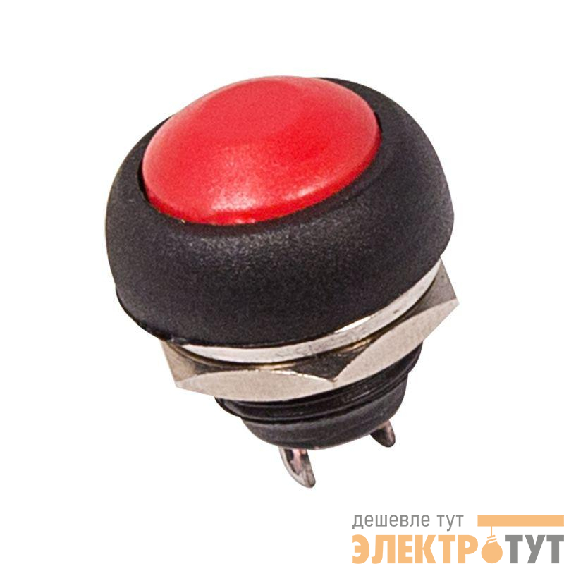 Выключатель-кнопка 250В 1А (2с) OFF-(ON) Б/Фикс красн. Micro (PBS-33В) Rexant 36-3050