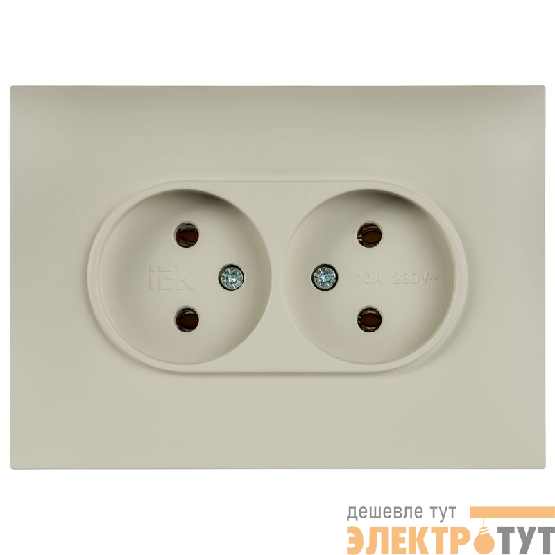 Розетка 2-м SKANDY 10А без заземл. без защ. шторок в сборе SK-R10B беж. IEK SK-R20-10-K10-F