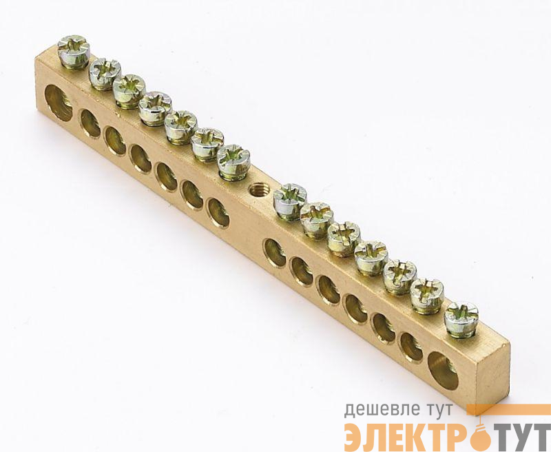 Шина нулевая 14 групп/крепеж по центру 8х12мм DEKraft 32005DEK