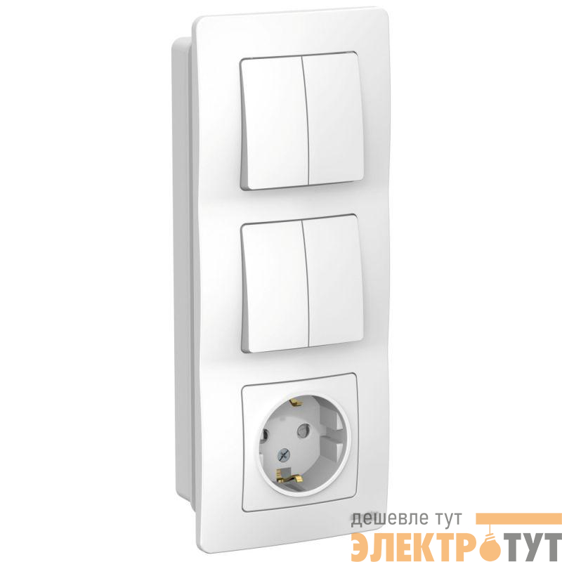 Блок СП Blanca (розетка с заземл. защ. шторки 16А 250В + 2-кл. выкл. + 2-кл. выкл.) бел. SE BLNBS102201