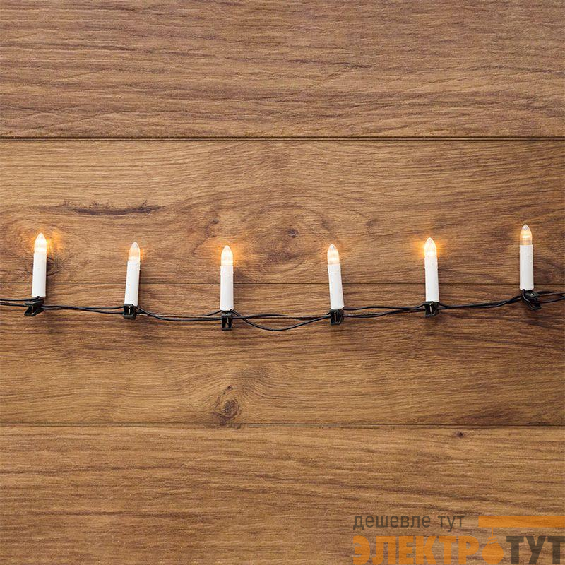 Гирлянда светодиодная "Свечи" 6м 30LED тепл. бел. 1.5Вт 220-240В IP20 провод ПВХ темн. зел. Neon-Night 303-084