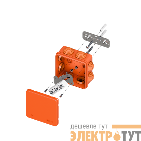 Коробка огнестойкая E45 85х85х40мм IP55 с клеммниками 6 полюсов 0.5-4кв.мм HF EKF plc-kmfr-85-604