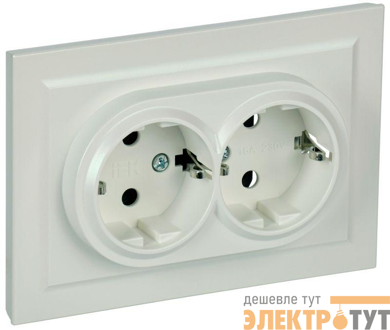 Розетка 2-м СП BRITE РС12-3-БрЖ 16А в сборе с заземл. без защ. шторок жемчуж. IEK BR-R21-16-K36-F