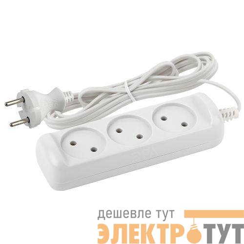 Удлинитель 3х3м без заземл. 6А IP20 ШВВП 2х0.75 Эра Б0035748