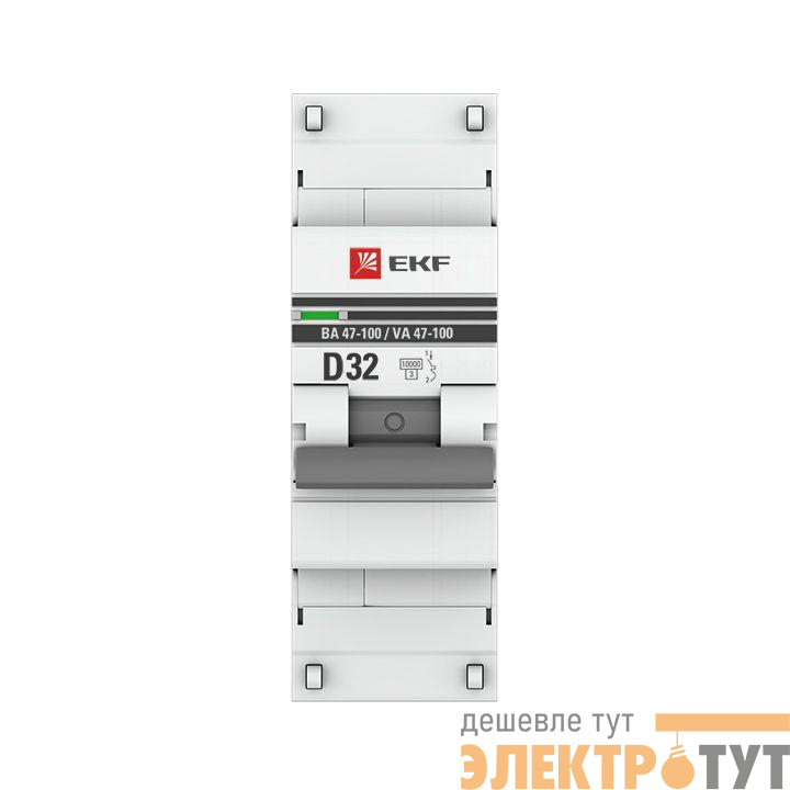 Выключатель автоматический модульный 1п D 32А 10кА ВА 47-100 PROxima EKF mcb47100-1-32D-pro